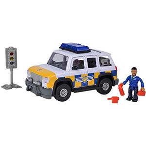 Simba - Sam Il Pompiere, Auto Polizia 19 cm con Personaggio Malcom, Porte Apribili, Luci e Suoni