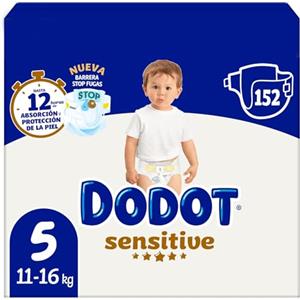 Dodot Pannolini per bambini sensitivi, taglia 5, 152 pannolini, 11 kg - 16 kg, ottima protezione della pelle di Dodot