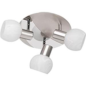Trio Lighting Antibes Faretto 3 Luci E14, Design Moderno in Nickel Opaco e Vetro Satinato, 22x22x17 cm