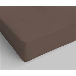 Italian Bed Linen Lenzuolo sotto con Angoli Max Color, 100% Cotone, Marrone, Matrimoniale