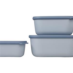 Mepal - Set da 3 Contenitori Cirqula Rettangolare - Contenitori per Alimenti con Coperchio - Adatti come Contenitori Ermetici per Frigo, Congelatore, Microonde - 750, 1500 & 3000 ml - Nordic blue
