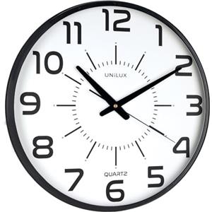 Unilux, Orologio da parete silenzioso pop 30,5 cm, colore nero