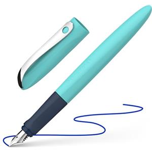 Schneider Wavy 162132 - Penna stilografica per destrimani e mancini, con molla per principianti, colore: Turchese