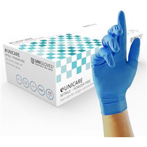 Unigloves Unicare GS0031 Guanti Blu in Nitrile - Guanti Monouso, Senza Polvere, Privi di Lattice, Ideale per Uso Medico e Alimentare, Ambidestri, Usa e Getta, Resistenti agli Agenti Chimici, Taglia XS