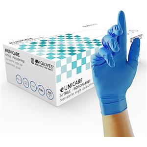 Unigloves Unicare GS0035 Guanti Blu in Nitrile - Guanti Monouso, Senza Polvere, Privi di Lattice, Ideale per Uso Medico e Alimentare, Ambidestri, Usa e Getta, Resistenti agli Agenti Chimici, Taglia XL