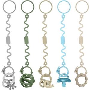 Vicloon Catenelle Per Ciuccio, 5PCS Catena Ciuccio per 18+ Mesi, Cordino Ciuccio In Silicone Senza Bpa, Catenelle Porta Succhietto Per Sedie Di Sicurezza Passeggino Seggiolone (C)