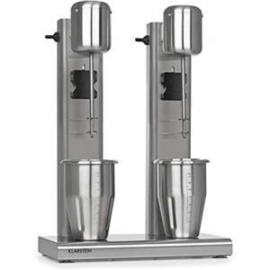 KLARSTEIN Kraftpaket II Pro - Mixer Doppio, 160 Watt, 2 x 1 L, 2 Livelli, 20000 giri/min, 2 Bicchieri Acciaio Inox, Milkshake e Frullati Proteici, Cocktail, Bar Mixer, Settore Gastronomico, Argento