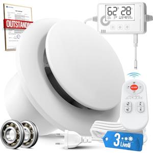 SBONNI Aspiratore Bagno 100mm 3 Velocità, Ventola Aspirazione con Sensore di Umidità Temperatura Timer Telecomando, Silenzioso Potente Ventilatore Bagno Cucina Cantina, Estrattore Aria P109
