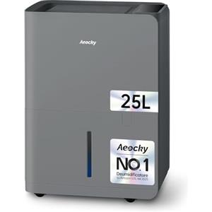AEOCKY Deumidificatore casa Max 25L/24h, Adatto Fino a 50㎡, Deumidificatore Intelligente a Compressore con Tubo di Scarico, Ideale per scantinati, per asciugare i vestiti e per rimuovere la muffa