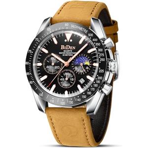 HANPOSH Orologio Uomo Cronografo Orologio Analogico Quarzo Moda Casual 30M Impermeabile da Polso Elegante in acciaio Data Luminosi Cool da Uomo