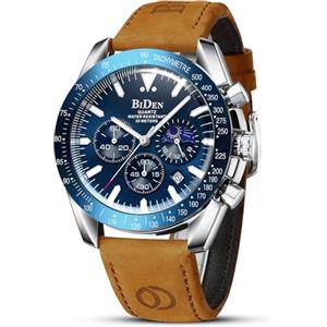 HANPOSH Orologio Uomo Cronografo Orologio Analogico Quarzo Moda Casual Orologio 30M Impermeabile Orologio da Polso Elegante Orologio in acciaio Data Luminosi Cool Orologio da Uomo