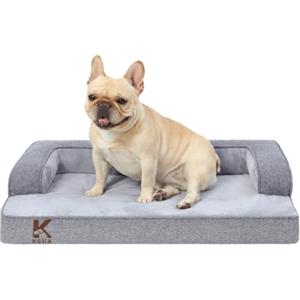 KSIIA Cuccia Cane Interno Cuscino Cane Sfoderabile e Lavabile, Ortopedica e Impermeabile con Base Antiscivolo, Con Cuscino a Forma di U, Grigio, 73x45x15cm