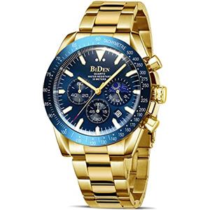 HANPOSH Orologio Uomo Cronografo Orologio Analogico Quarzo Moda Casual Orologio 30M Impermeabile da Polso Elegante in acciaio Data Luminosi Cool da Uomo