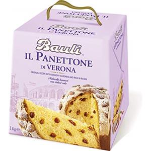 PVL Trade Panettone Bauli Verona 1Kg - Panettone Tradizionale Italiano con Uvetta Dolce e Mandorle Intere - Senza Frutta Candita