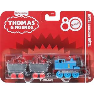 Thomas & Friends Fisher-Price Trenino giocattolo da collezione, piccolo motore Mattel 80° pressofuso con deco premium e 2 auto stock con carico in cristallo rosso