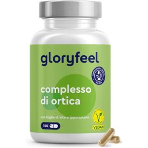Gloryfeel Ortica in Capsule - Estratto di Ippocastano + Vite Rossa - 120 Capsule - Complesso di Foglie di Ortica + Vitamina C, Manganese e Rame - Alto Dosaggio, Testato in Laboratorio, 100% Vegan