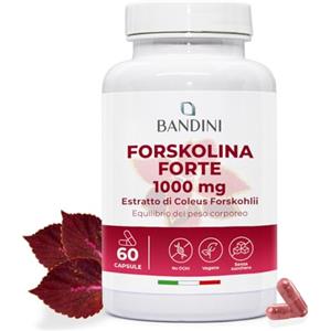 Bandini® Forskolina Forte 1000mg Vegan, Estratto 35:1 di Coleus Forskohlii ad alto dosaggio, Forskolina pura e naturale, Uomo e Donna, 60 Capsule, Funzione digestiva, Equilibrio del peso corporeo