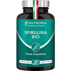 Laboratoires Nutrimea SPIRULINA BIOLOGICA PURA | 180 Compresse | 1500 mg | Ricca di Proteine, Ficocianina, Vitamine e Minerali | Energia e Difese Immunitarie | 100% Naturale | Nutrimea