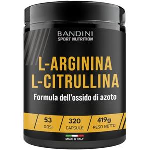 Bandini® L-Arginina + L-Citrullina 320 capsule (1100 mg per capsula), Arginina + Citrullina Malato per Preworkout, Integratori per Palestra, Resistenza, Recupero Muscolare, Aminoacidi Semi Essenziali