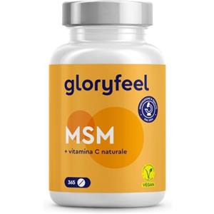 Gloryfeel MSM 2000mg + Vitamina C Acerola - 365 Compresse ad Alto Dosaggio - per Ossa, Articolazioni, Pelle e Sistema immunitario* - Metilsufonilmetano Vegano - Senza Additivi - 100% Vegan