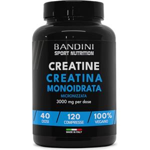 Bandini® Creatina Monoidrata Micronizzata 120 Compresse da 3000mg per dose - Integratore per Allenamento, Palestra e Pre Workout - 100% Vegan - A base di Creatine Monoidrato pura al 100%