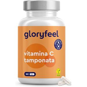 Gloryfeel Vitamina C Tamponata - 1000 mg per Dose Giornaliera - Alta Tollerabilità, Delicata sullo Stomaco, Vegan - 365 Capsule per 6 Mesi