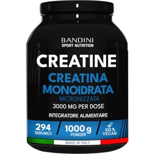 Bandini® Creatina Monoidrata Micronizzata 1kg/1000g in Polvere Pura e Vegana al 100% - Integratore Alimentare per Palestra, Sport, Fitness e Pre Workout - A base di Creatine Monoidrato