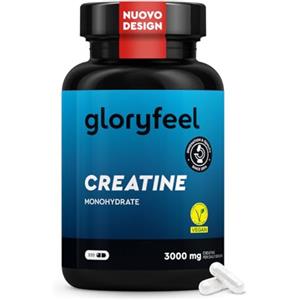 Gloryfeel Creatina Monoidrata, 320 Capsule, 3000 mg di Creatina Pura per Dose, Amminoacido per Migliorare le Prestazioni Fisiche in Palestra*, Supporto Durante e Pre Workout, Vegana e Senza OGM