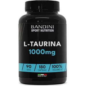 Bandini® Integratore Taurina Senza Magnesio Stearato, 180 Capsule da 1000mg per Dose, Taurine Pura Polvere Vegan Alto Dosaggio (3 Mesi), Aminoacidi Essenziali Pre/Post Workout, L-Taurina 1000 mg
