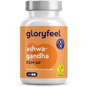 Gloryfeel Ashwagandha KSM-66®, Ginseng Indiano Alto Dosaggio, 600mg per Dose Gionaliera, 210 Ashwagadha Capsule Vegan, (3 mesi), Estratto di Ashwagandha (Withania Somnifera) Qualità Premium KSM 66 Ashwagandha
