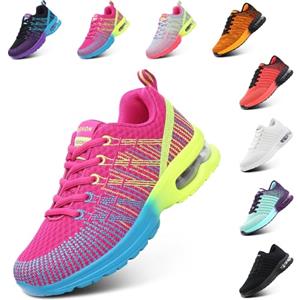 Hitmars Scarpe da Running Donna Respirabile Leggero Scarpe da Ginnastica Sportive Fitness Running Sneakers Basse Interior Casual all'Aperto Rosso 38 EU