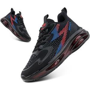 Hitmars Scarpe Running Uomo Scarpe da Corsa Sneakers Scarpe Ginnastica Sportive Jogging Tennis Zeppa Scarpe Fitness Running Shoesa Nero Rosso EU 44