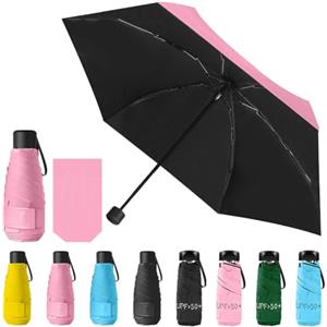 Vicloon Mini Ombrello Pieghevoli, Antivento Portatile da Viaggio Pioggia e Sole per Uomo e Donna (Rosa)
