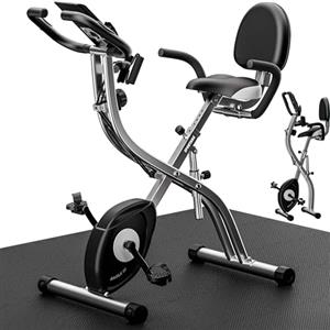 Sportana Cyclette Pieghevole 10 livelli 7 Altezze Sensore Battiti 2 Fasce Fit Schienale Bici Casa