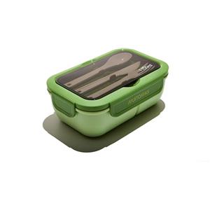Muitomas, Lunch Box 1100ml, Porta Pranzo con Posate e Tre Scomparti Interni, Portapranzo Ermetico per Alimenti, Lunch Box Microonde, Lavastoviglie e Congelatore, Colore Verde Salvia