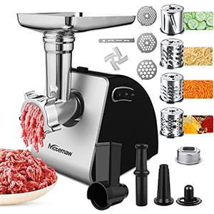 Nictemaw Tritacarne elettrico doppio uso Nictemaw, tagliaverdure con kit per biscotti e 3 piastre per macinare, 500W