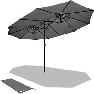 VOUNOT® Ombrellone da Giardino, Ombrellone Rettangolare da Esterno, in Alluminio, 460 x 270 cm, Protezione Solare UV50+, Grigio