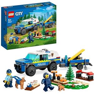 LEGO 60369 City Addestramento Cinofilo Mobile, Set con Percorso a Ostacoli, SUV Macchina Polizia Giocattolo e Rimorchio, 2 Figure di Animali, Giochi per Bambini