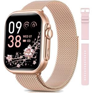 Sanorum Smartwatch Donna con Batteria 1000mAh, Standby 100 Giorni, 5ATM Orologio Fitness con Fisiologia Feminile/Sonno/Frequenza Cardiaca/Calorie/Contapassi, 120+Sport Smart Watch Android iOS Oro Rosa