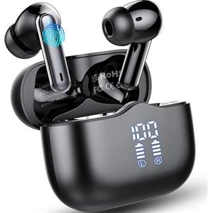 xinwld Cuffie Bluetooth 5.4 In Ear, Auricolari Bluetooth 3D Bass Stereo con 4 Mics ENC Cancellazione Rumore, 40 Ore Cuffie Wireless LED Display USB-C, IP7 Impermeabili Cuffiette Senza Fili per iOS Android