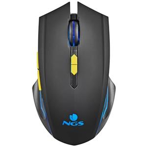 NGS GMX-200 - Mouse da gioco wireless con illuminazione a LED, 6 pulsanti, sensore ottico regolabile, compatibile con PC e laptop/PS/Xbox/Nintendo Switch/tablet/telefoni, precisione e controllo, nero