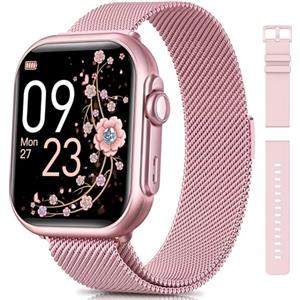 Sanorum Smartwatch Donna con Batteria 1000mAh, Standby 100 Giorni, 5ATM Orologio Fitness con Fisiologia Feminile/Sonno/Frequenza Cardiaca/Calorie/Contapassi, 120+Sport Smart Watch Android iOS Rosa