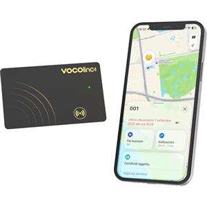 VOCOlinc Ricaricabile Wallet Tracker Thin 1.6mm, Smart Air Tag Card Compatibile con Apple Dov'è App (solo iOS, NON per Android), Bluetooth Localizzatore di Portafogli per Bagaglio/Valigia/Passaporti