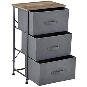 pro.tec Cassettiera Mobiletto con 3 Cassetti in Tessuto 73 x 45 x 30 cm Organizzatore Comò con Piano in MDF - Grigio