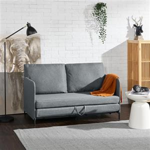 [en.casa] Divano Letto Estensibile Letto a Scomparsa 1 Piazza e Mezza 120 x 186 cm Letto per Ospiti con 2 Cuscini Schienali Posti di Seduta per 2 Persone Sofa Imbottita - Grigio Scuro