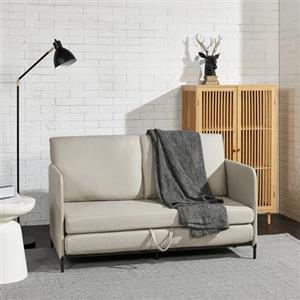 [en.casa] Divano Letto Estensibile Letto a Scomparsa 1 Piazza e Mezza 120 x 186 cm Letto per Ospiti con 2 Cuscini Schienali Posti di Seduta per 2 Persone Sofa Imbottita - Beige