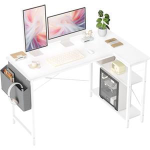 BEXEVUE Scrivania a forma di L 120 x 70 cm, tavolo da gioco angolare reversibile per PC, studio, lavoro, casa, camera da letto (bianco)