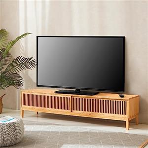 [en.casa] Mobile TV Tavolo Porta TV in Bambù 180 x 40 x 38 cm Mobile Basso da Soggiorno con 2 Ante Scorrevoli Mobile Supporto TV - color Naturale