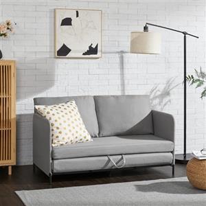 [en.casa] Divano Letto Estensibile Letto a Scomparsa 1 Piazza e Mezza 120 x 186 cm Letto per Ospiti con 2 Cuscini Schienali Posti di Seduta per 2 Persone Sofa Imbottita - Grigio Chiaro