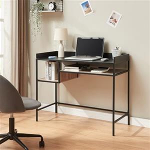 [en.casa] Scrivania con Piano 100 x 43 cm Postazione Lavoro per PC con 2 Scomparti Aperti per Archiviazione Tavolo da Ufficio con Ripiani per Studio - Nero/Effetto Rovere